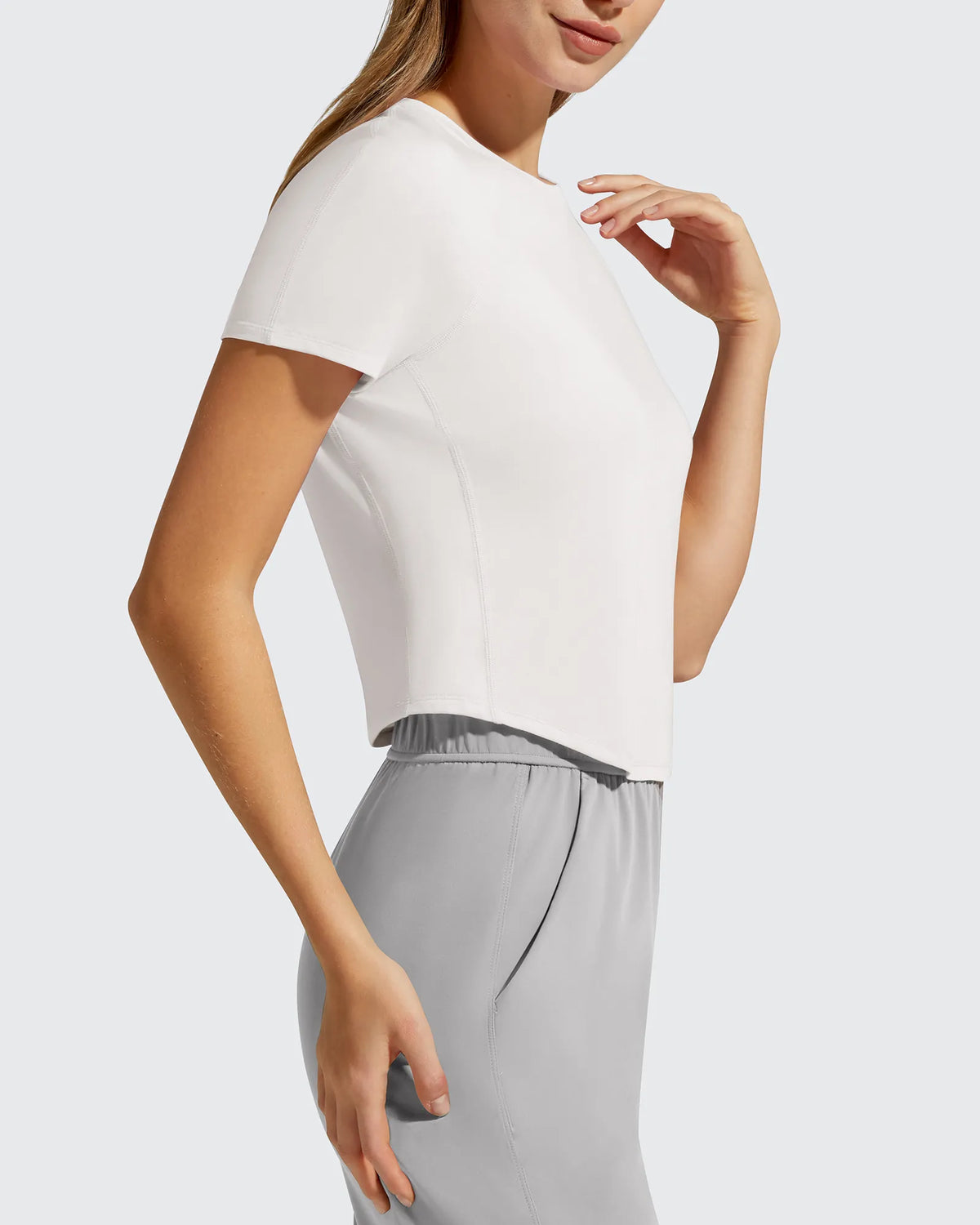 Cropped Crewneck Relaxed Fit Short Sleeve Tops