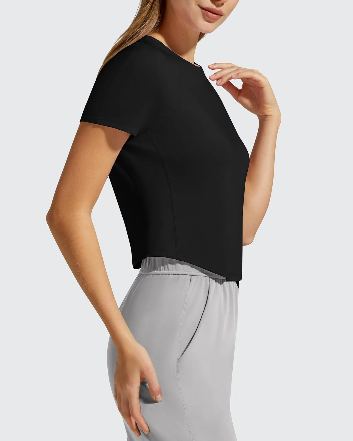 Cropped Crewneck Relaxed Fit Short Sleeve Tops