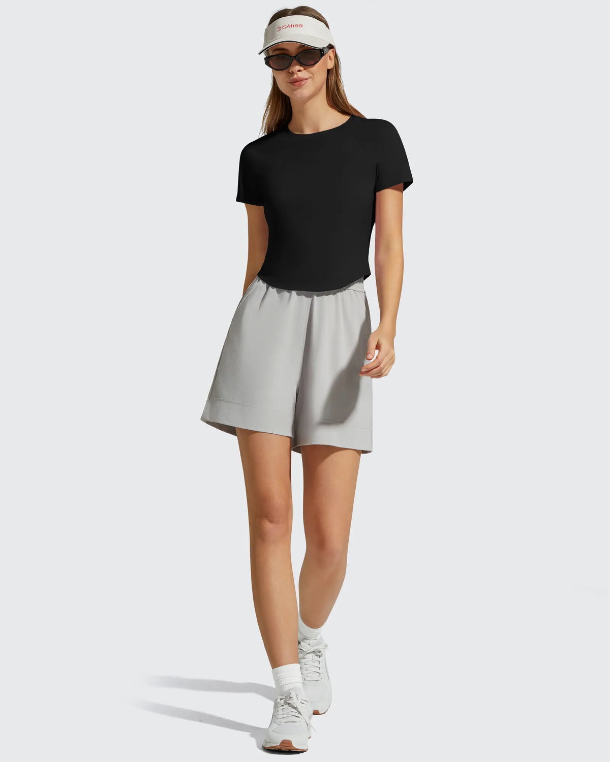 Cropped Crewneck Relaxed Fit Short Sleeve Tops