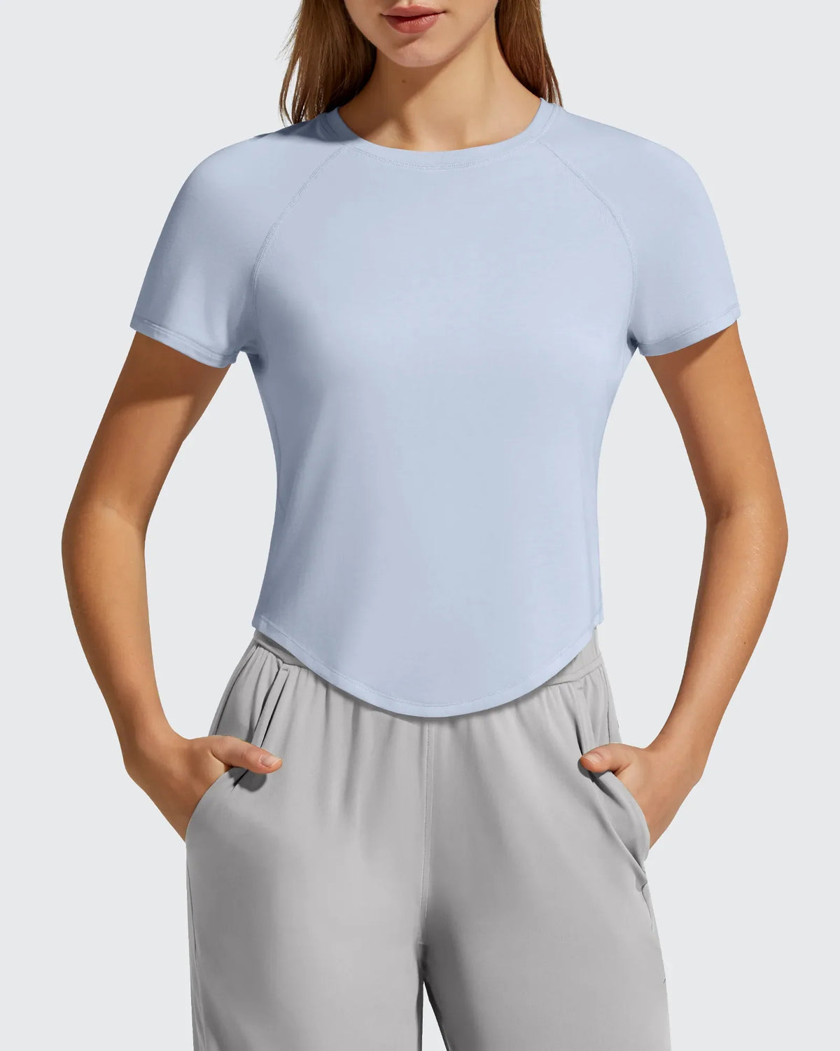 Cropped Crewneck Relaxed Fit Short Sleeve Tops