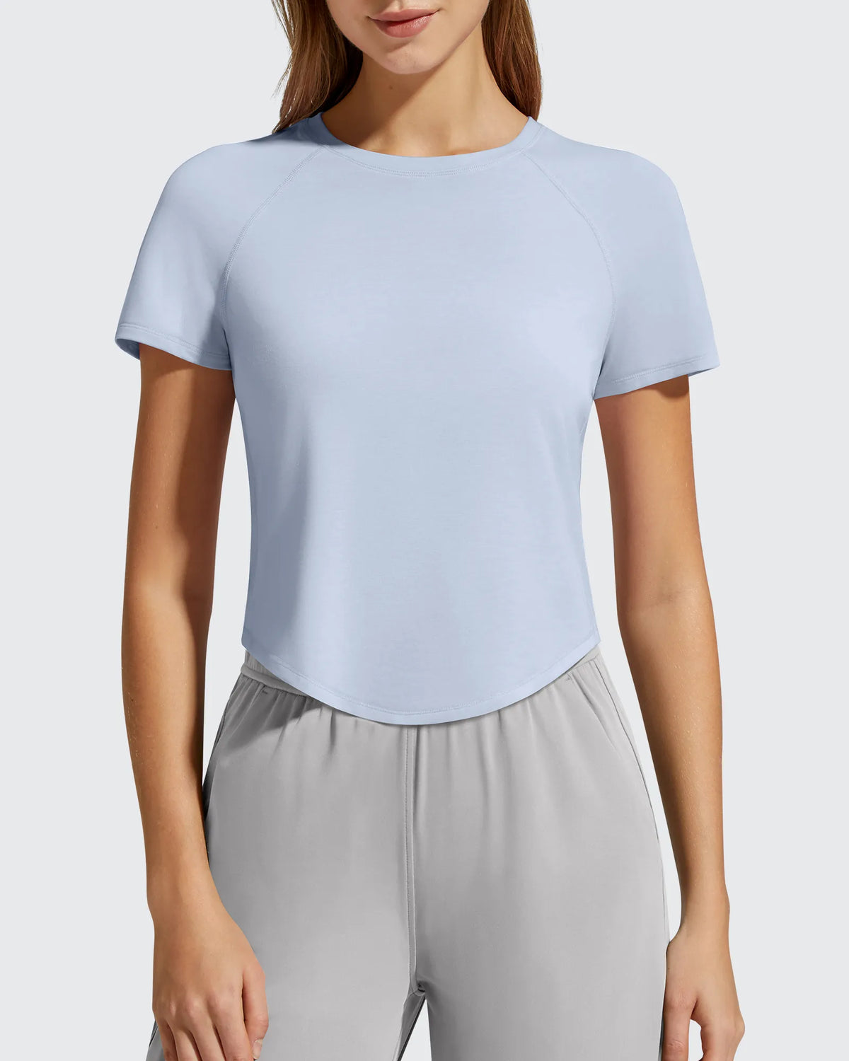Cropped Crewneck Relaxed Fit Short Sleeve Tops