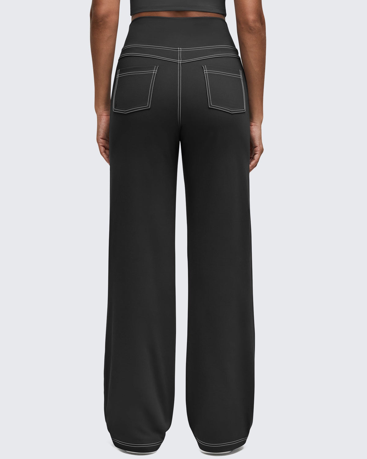 EverGoing Contrast Stitch High-Waist Wide Leg Pants