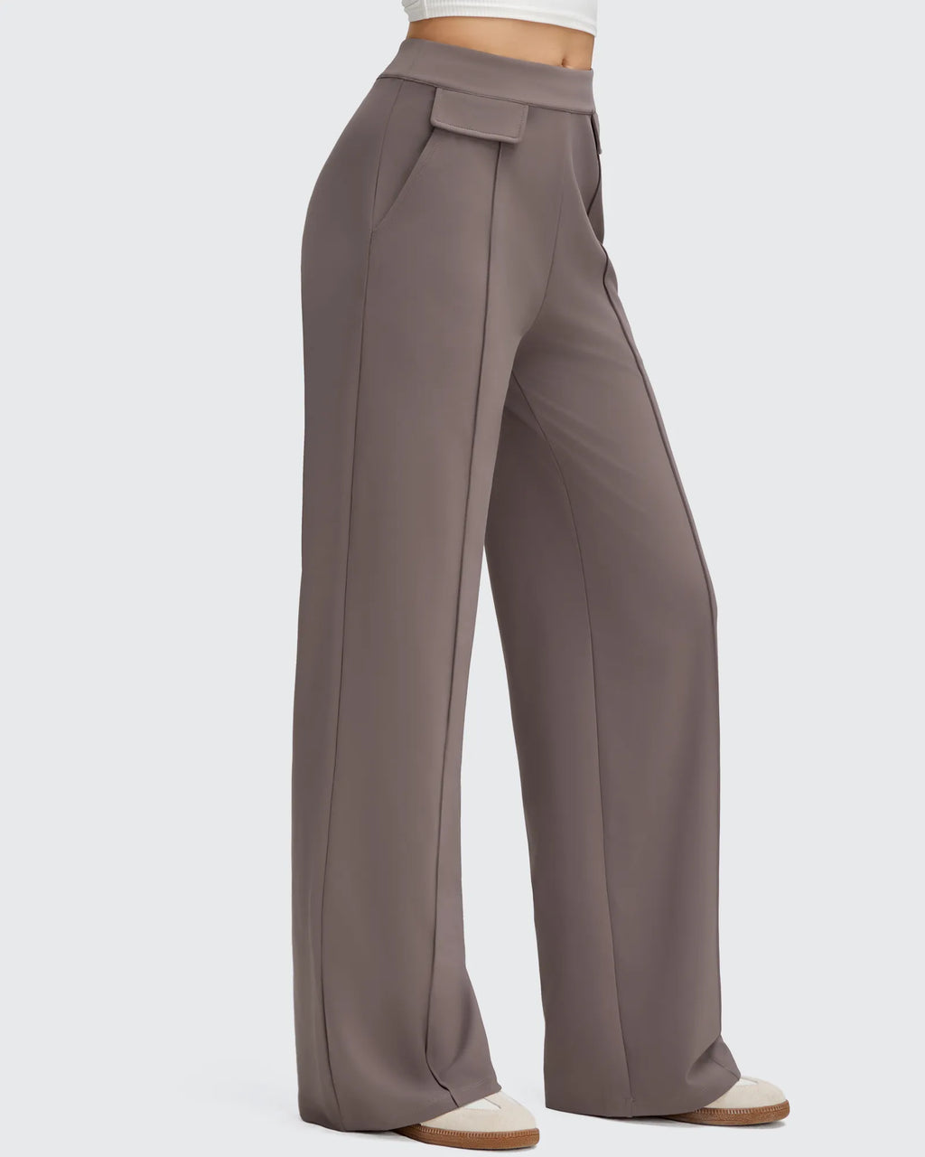EverGoing Flap Pockets Wide Leg Dressy Pants