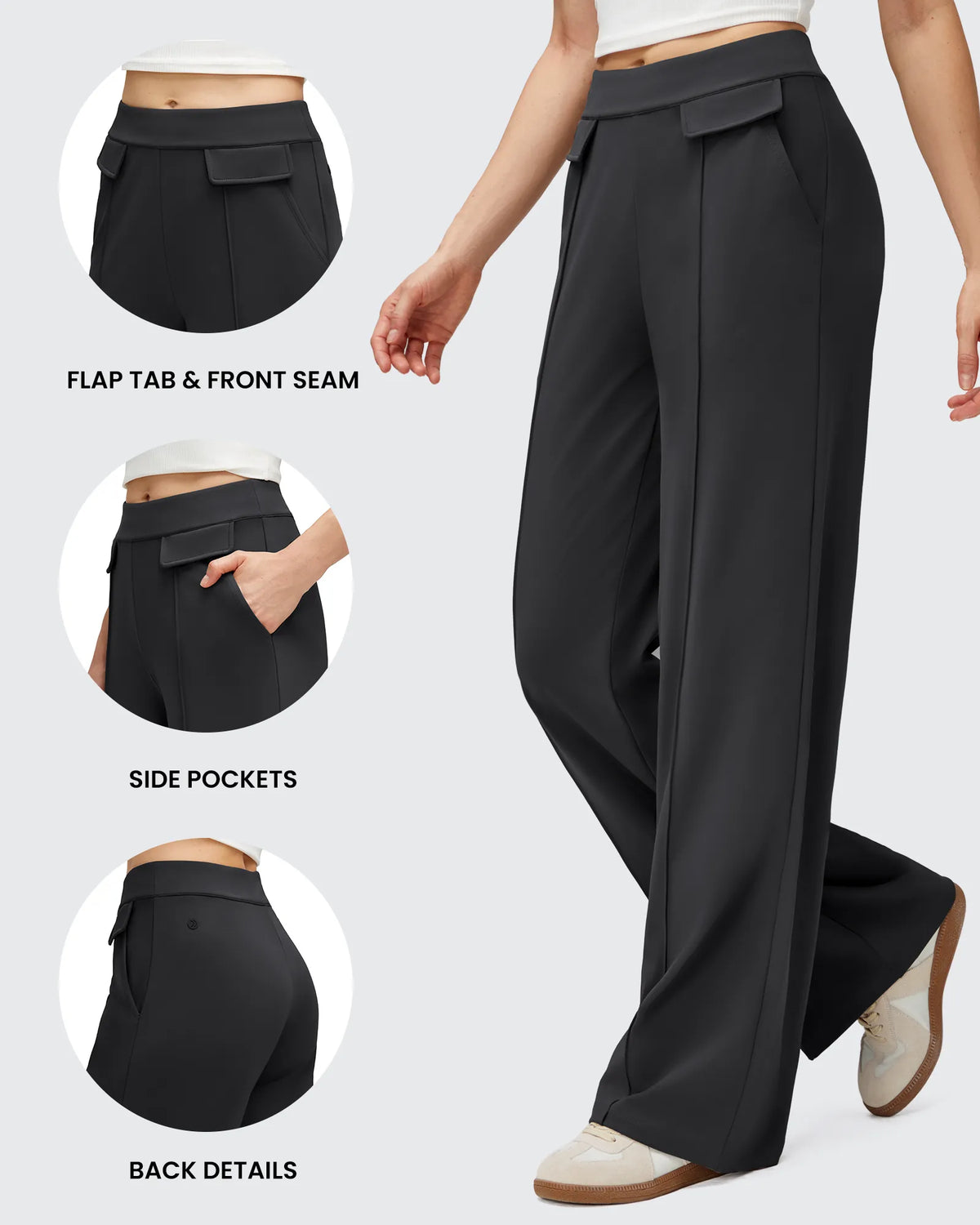 EverGoing Flap Pockets Wide Leg Dressy Pants