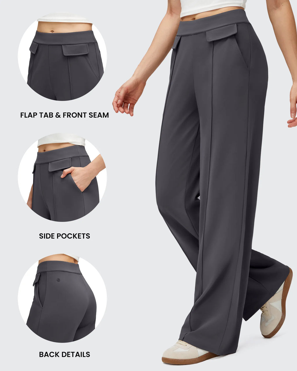 EverGoing Flap Pockets Wide Leg Dressy Pants