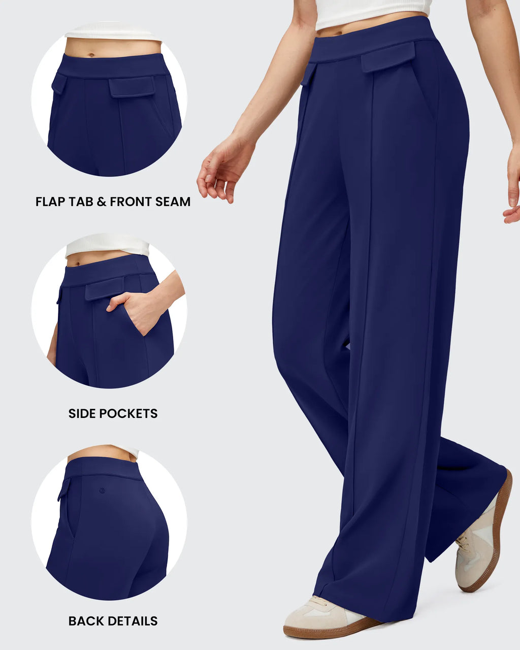 EverGoing Flap Pockets Wide Leg Dressy Pants