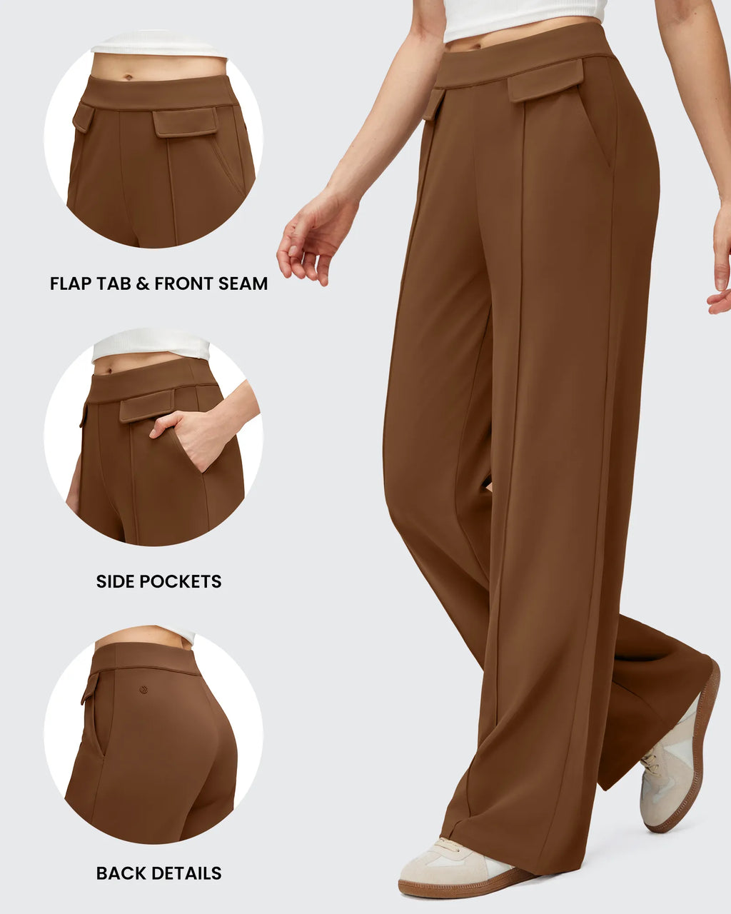 EverGoing Flap Pockets Wide Leg Dressy Pants