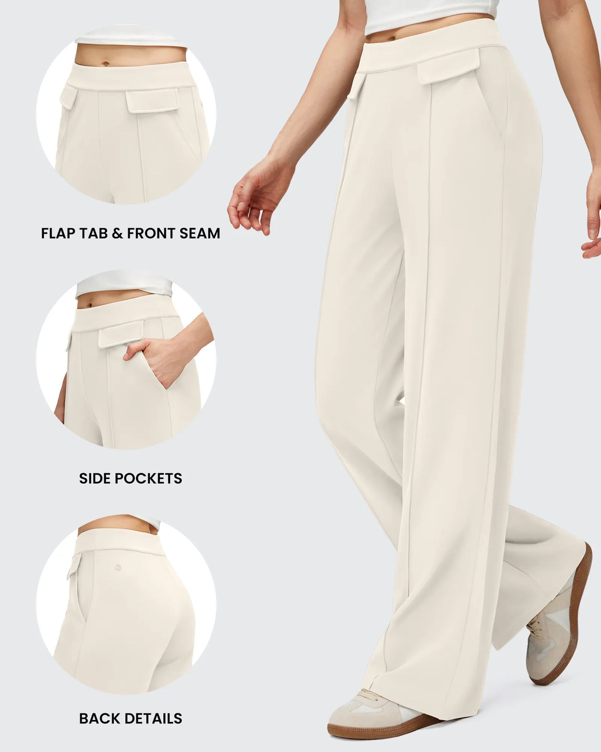 EverGoing Flap Pockets Wide Leg Dressy Pants