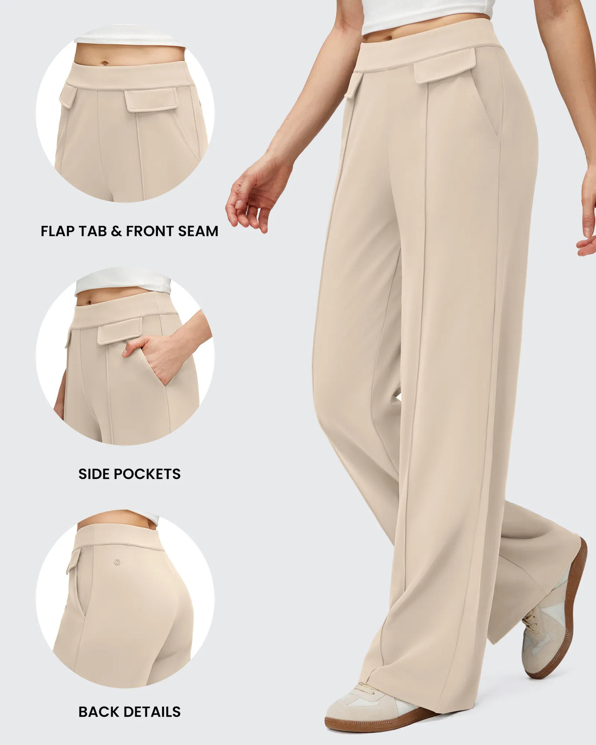 EverGoing Flap Pockets Wide Leg Dressy Pants