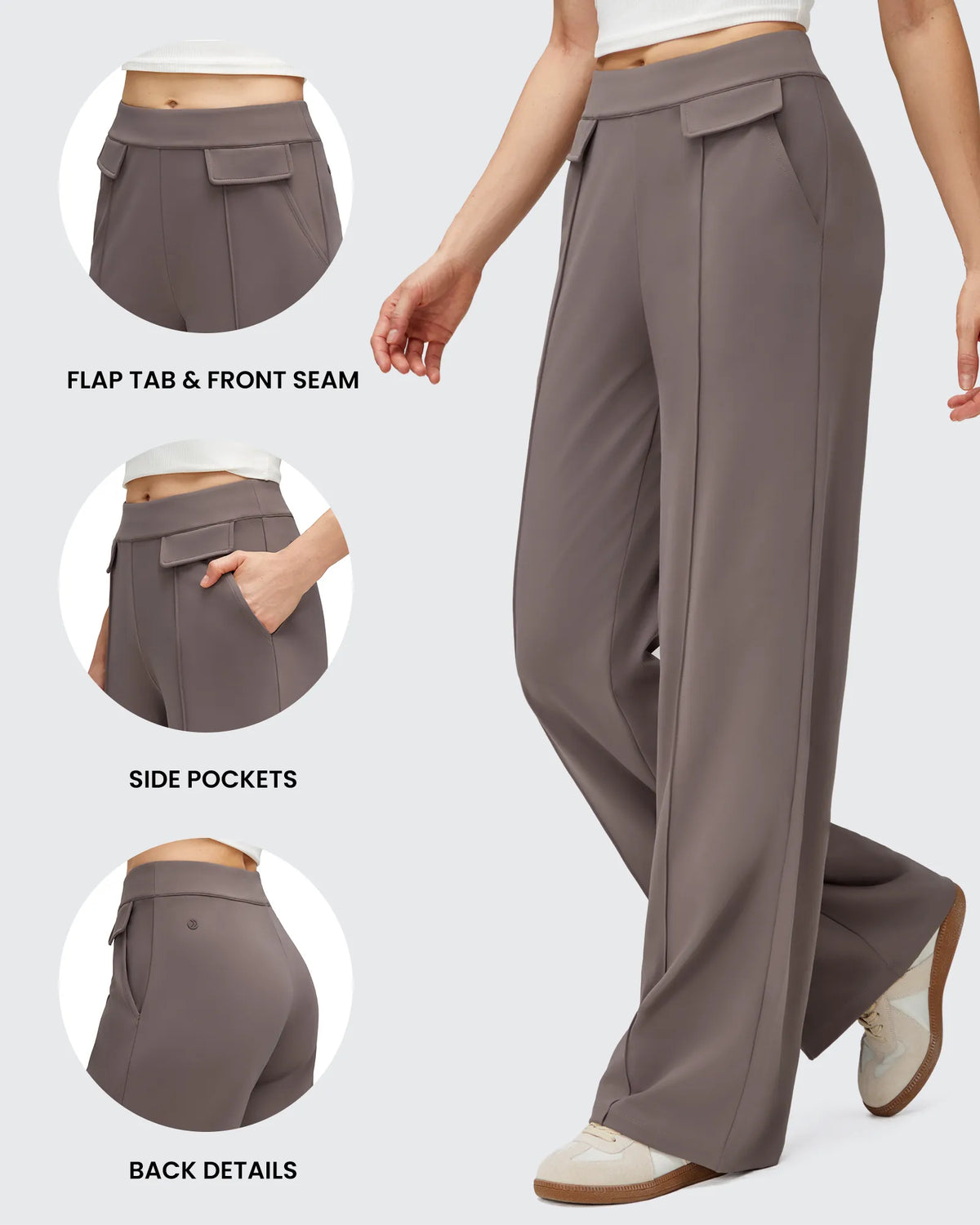 EverGoing Flap Pockets Wide Leg Dressy Pants