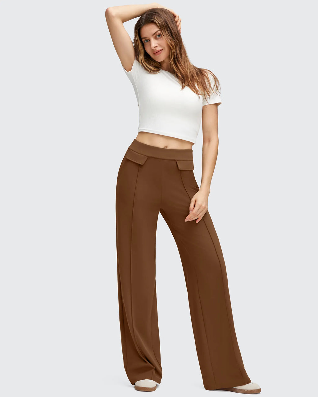 EverGoing Flap Pockets Wide Leg Dressy Pants
