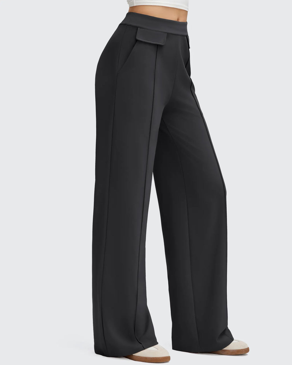 EverGoing Flap Pockets Wide Leg Dressy Pants