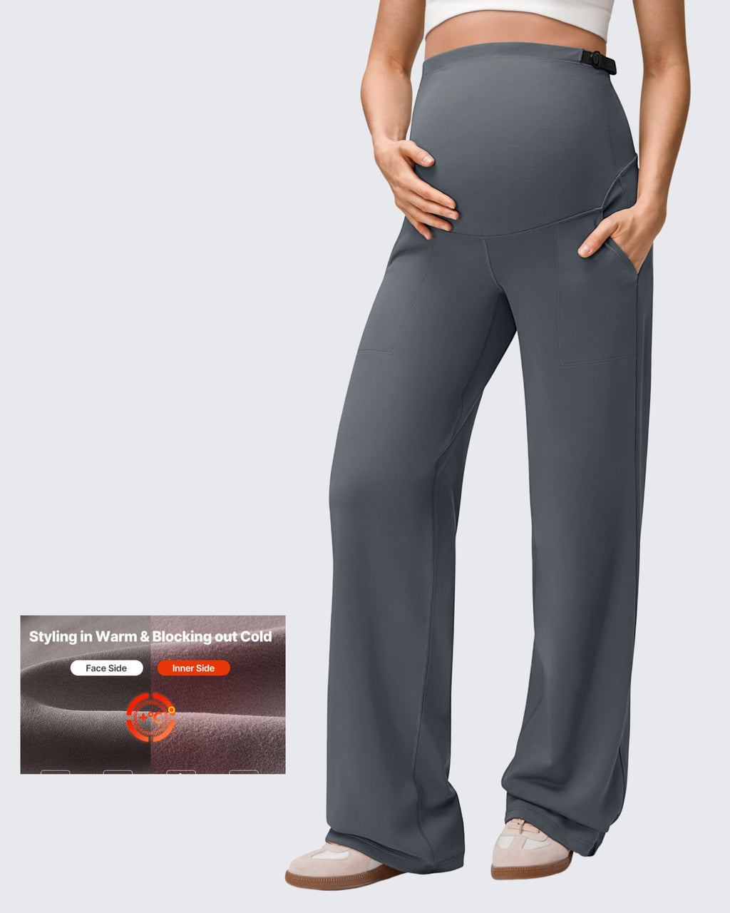 EverGoing Fleece Lined Maternity Wide Leg Pants