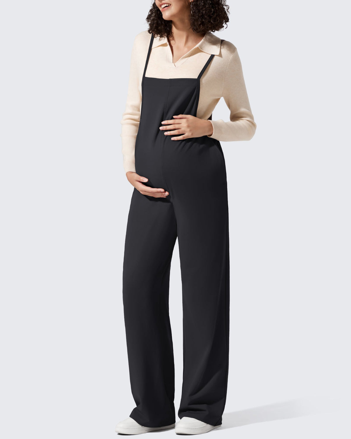 EverGoing Maternity Adjustable Strap Wide Leg Rompers