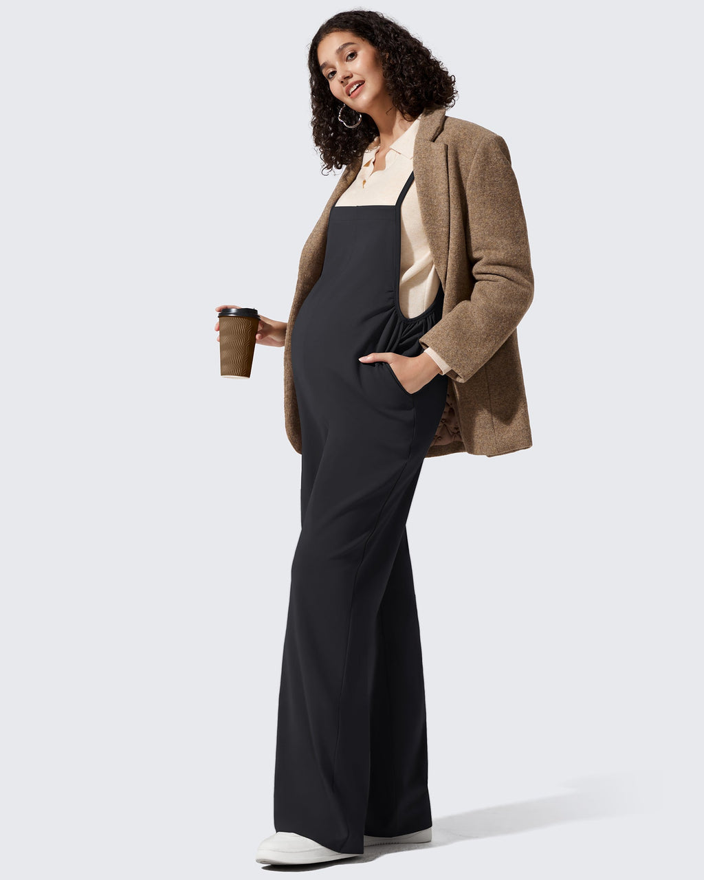 EverGoing Maternity Adjustable Strap Wide Leg Rompers