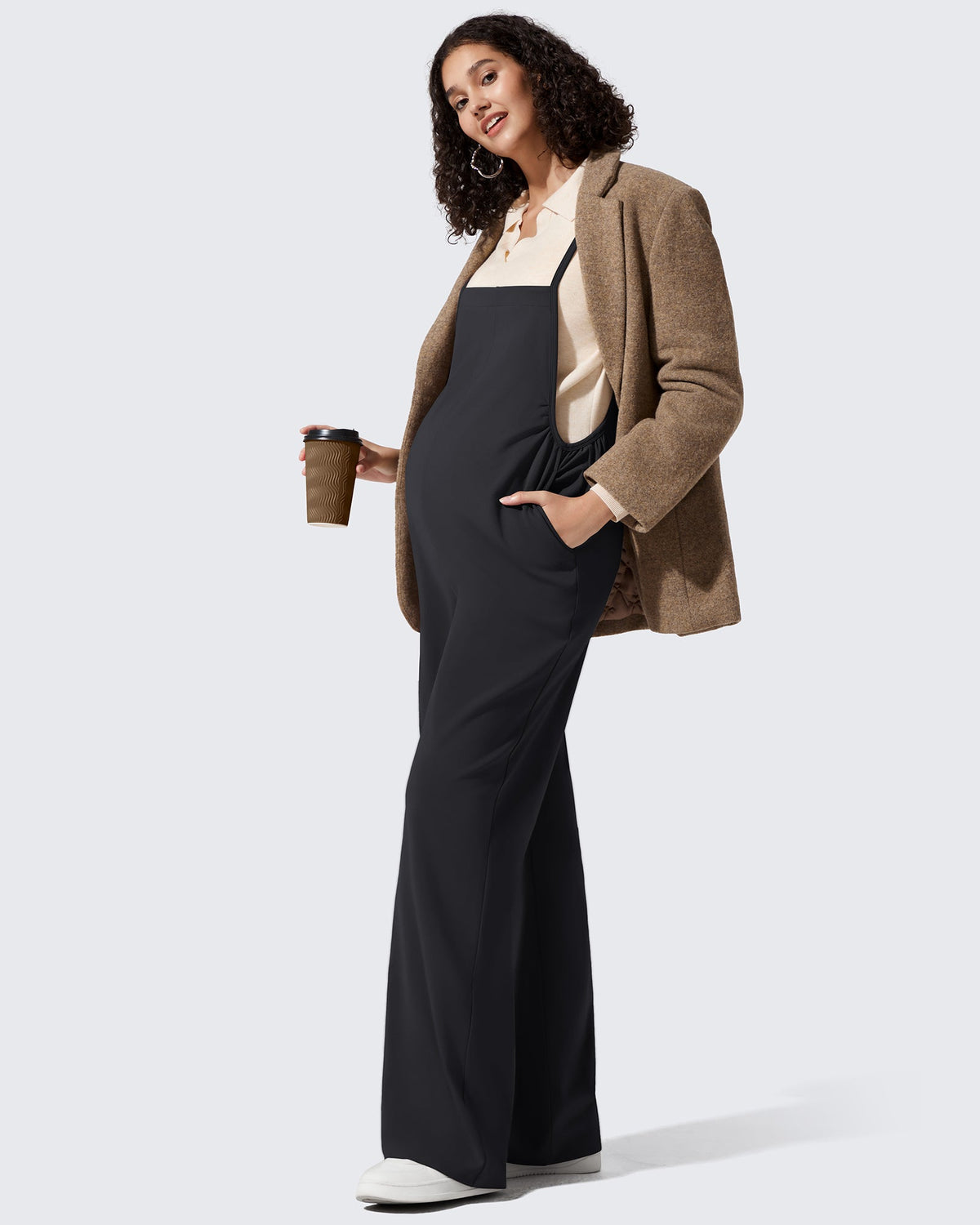 EverGoing Maternity Adjustable Strap Wide Leg Rompers
