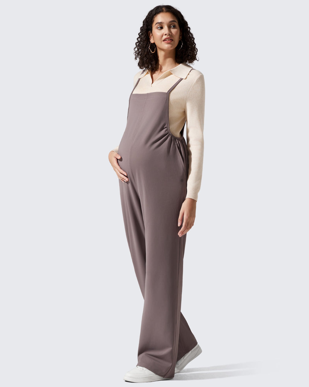 EverGoing Maternity Adjustable Strap Wide Leg Rompers