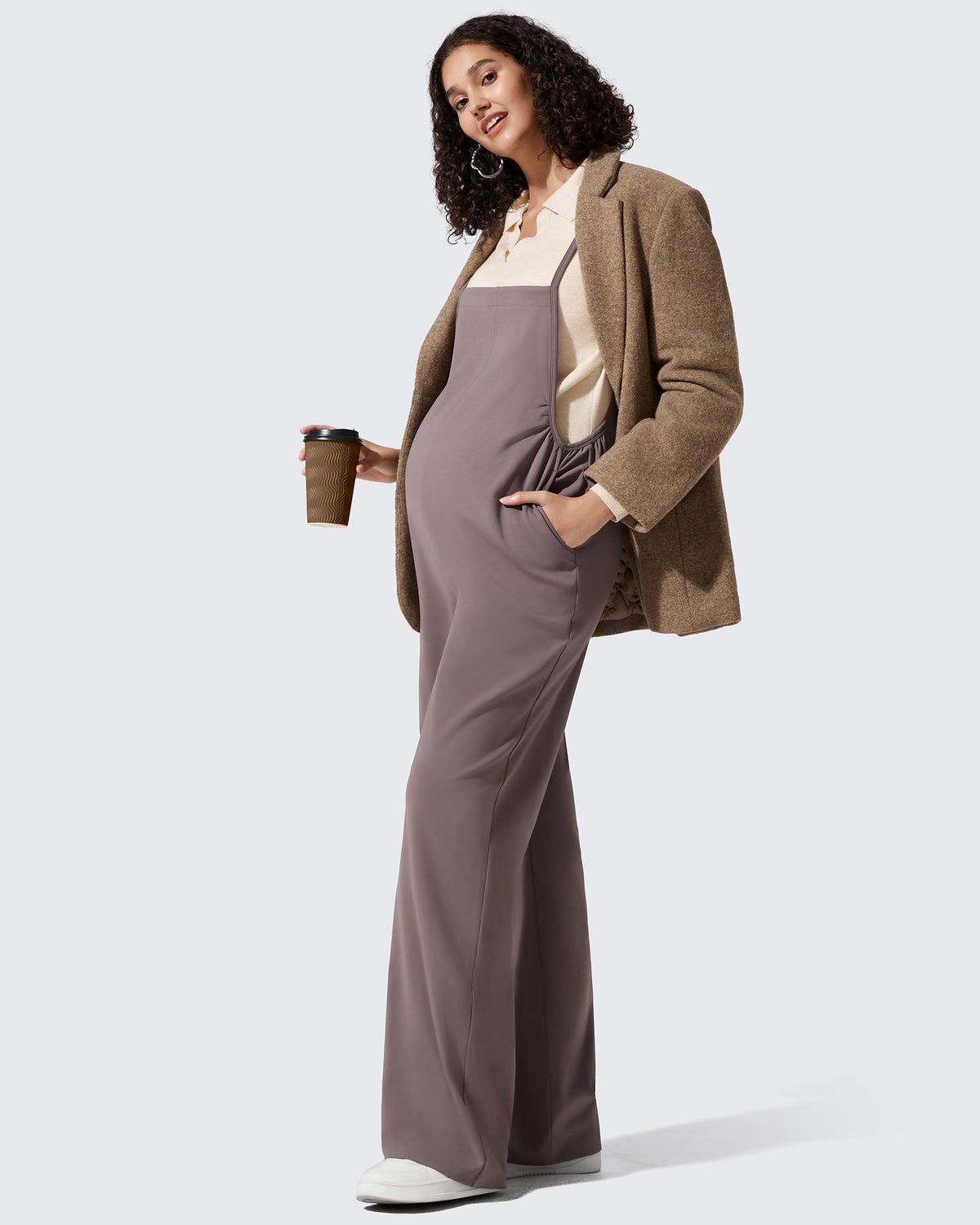 EverGoing Maternity Adjustable Strap Wide Leg Rompers