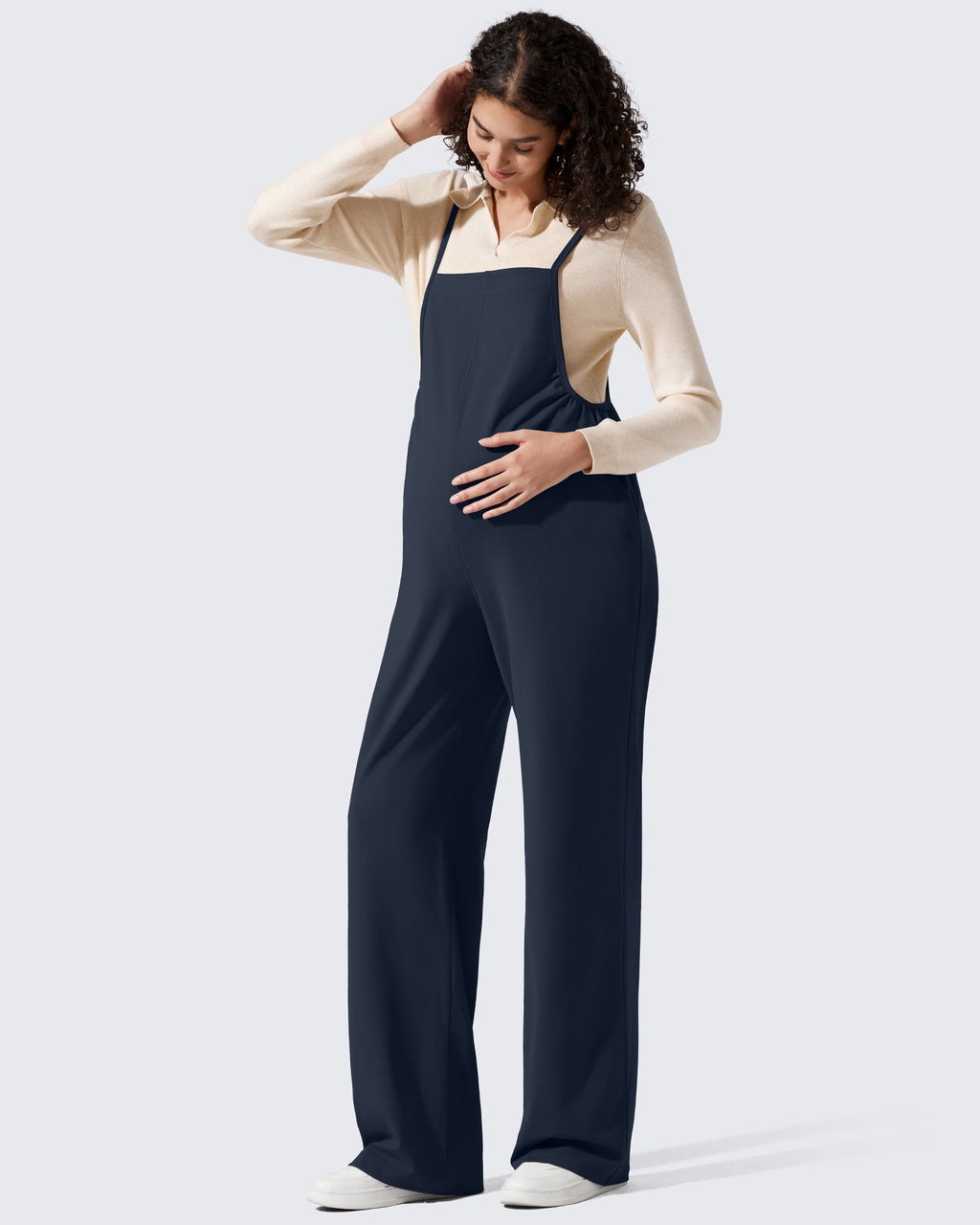 EverGoing Maternity Adjustable Strap Wide Leg Rompers