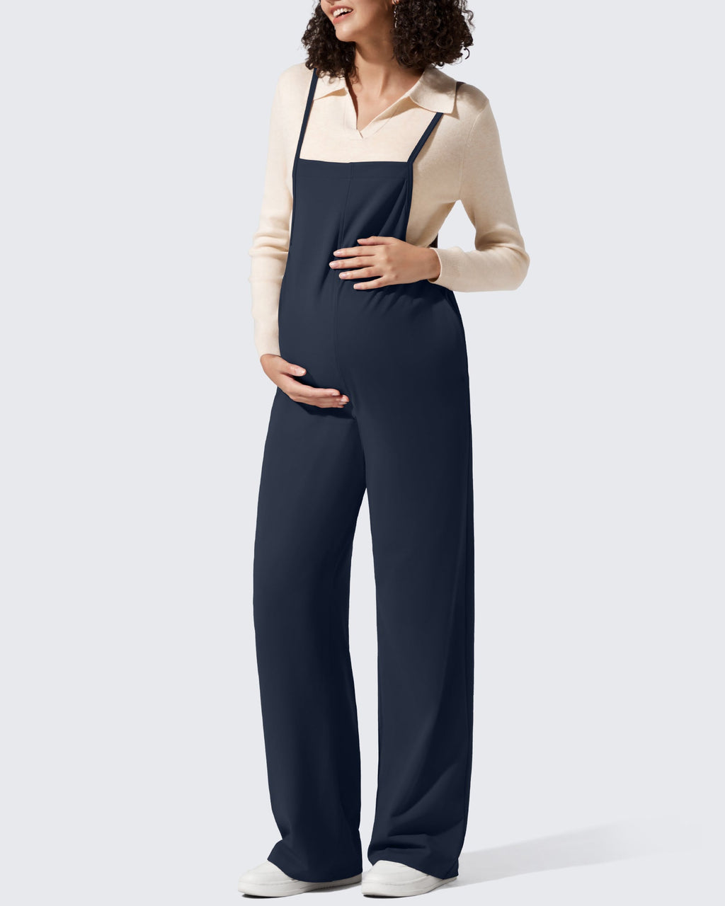 EverGoing Maternity Adjustable Strap Wide Leg Rompers