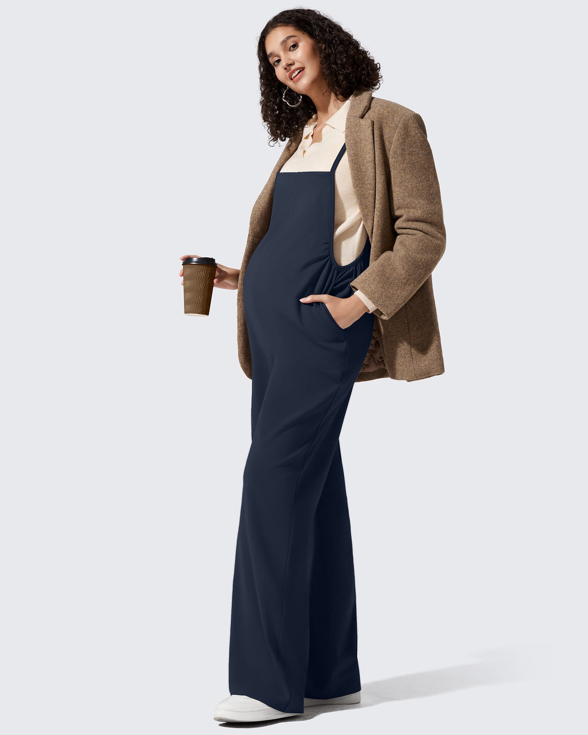EverGoing Maternity Adjustable Strap Wide Leg Rompers