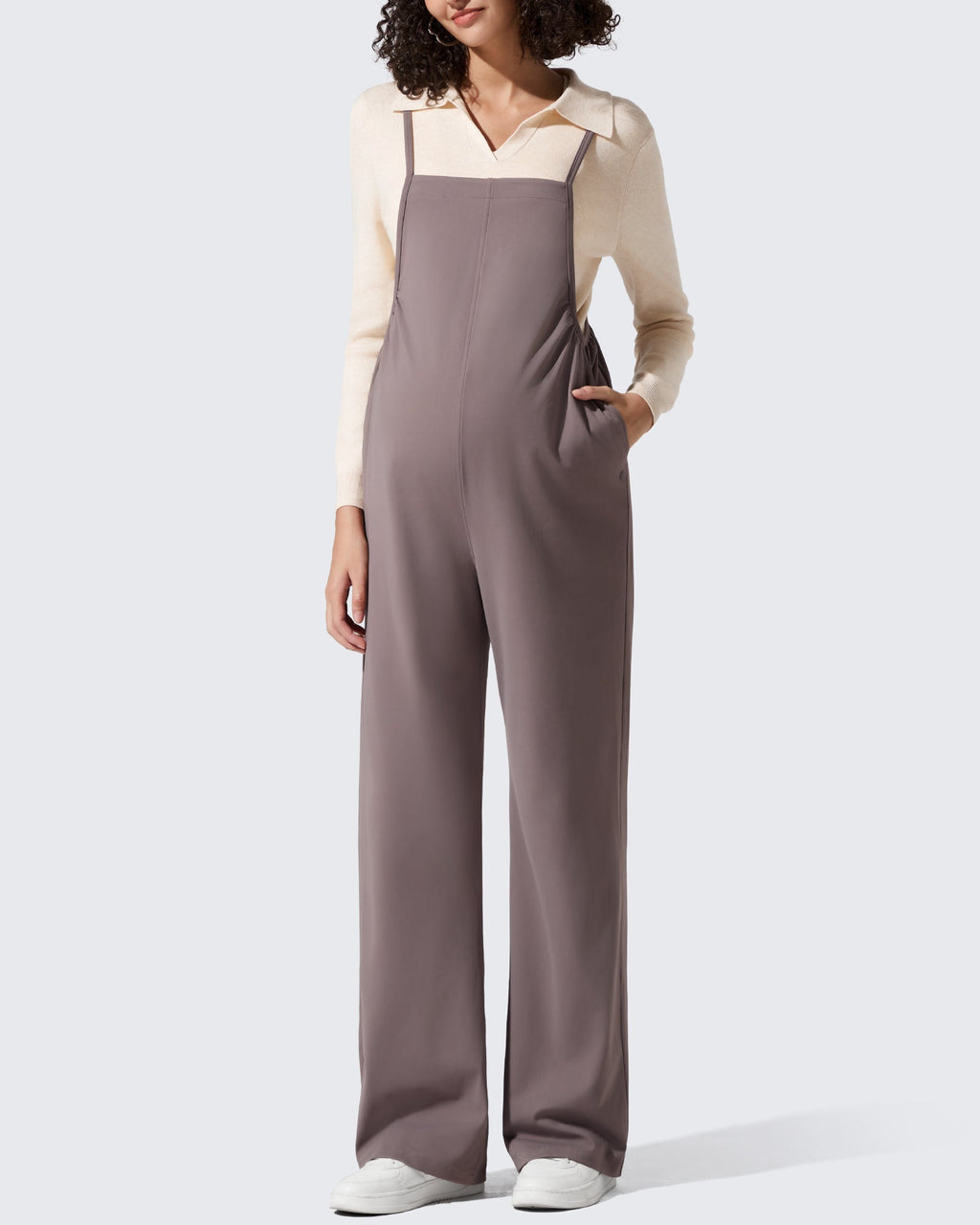 EverGoing Maternity Adjustable Strap Wide Leg Rompers