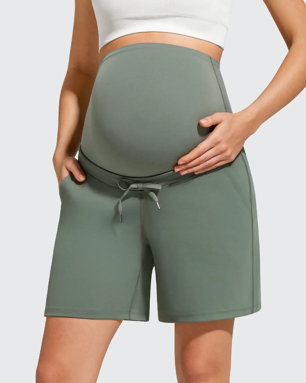 EverGoing Pockets Drawstring Over The Belly Pregnancy Shorts