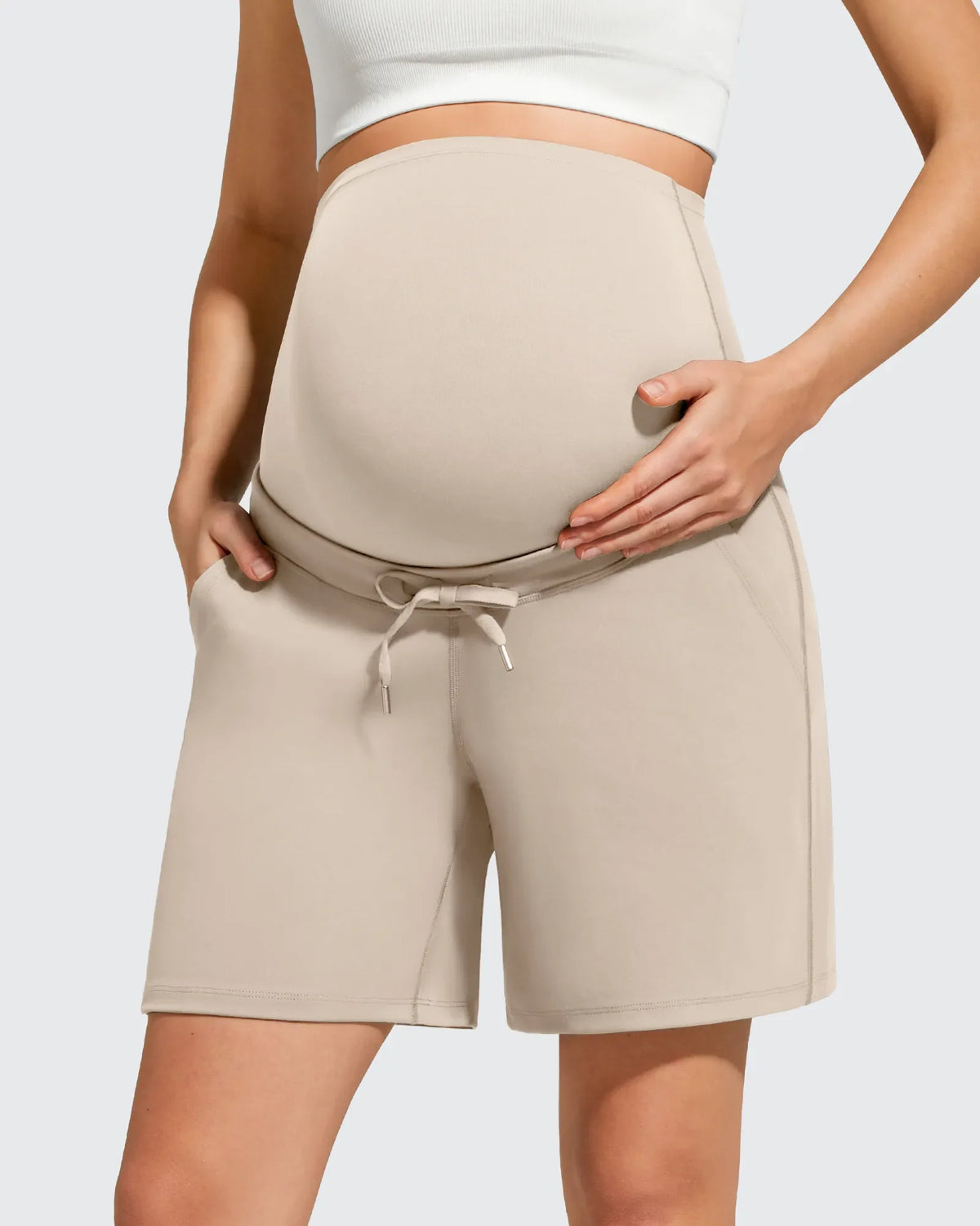EverGoing Pockets Drawstring Over The Belly Pregnancy Shorts