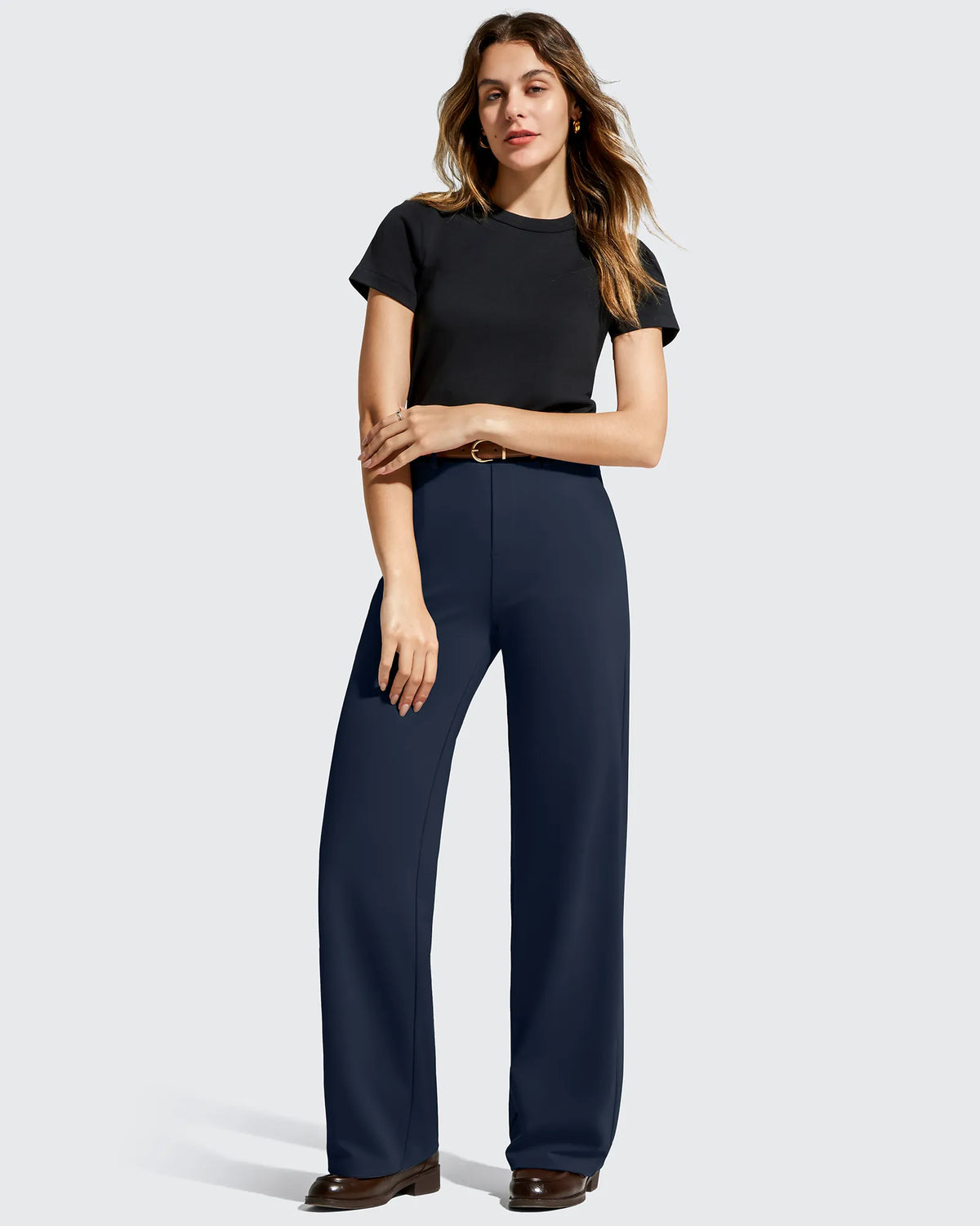 EverGoing Wide Leg  Belt Loops High-Waist Dress Pants