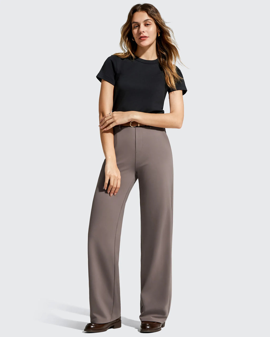 EverGoing Wide Leg  Belt Loops High-Waist Dress Pants