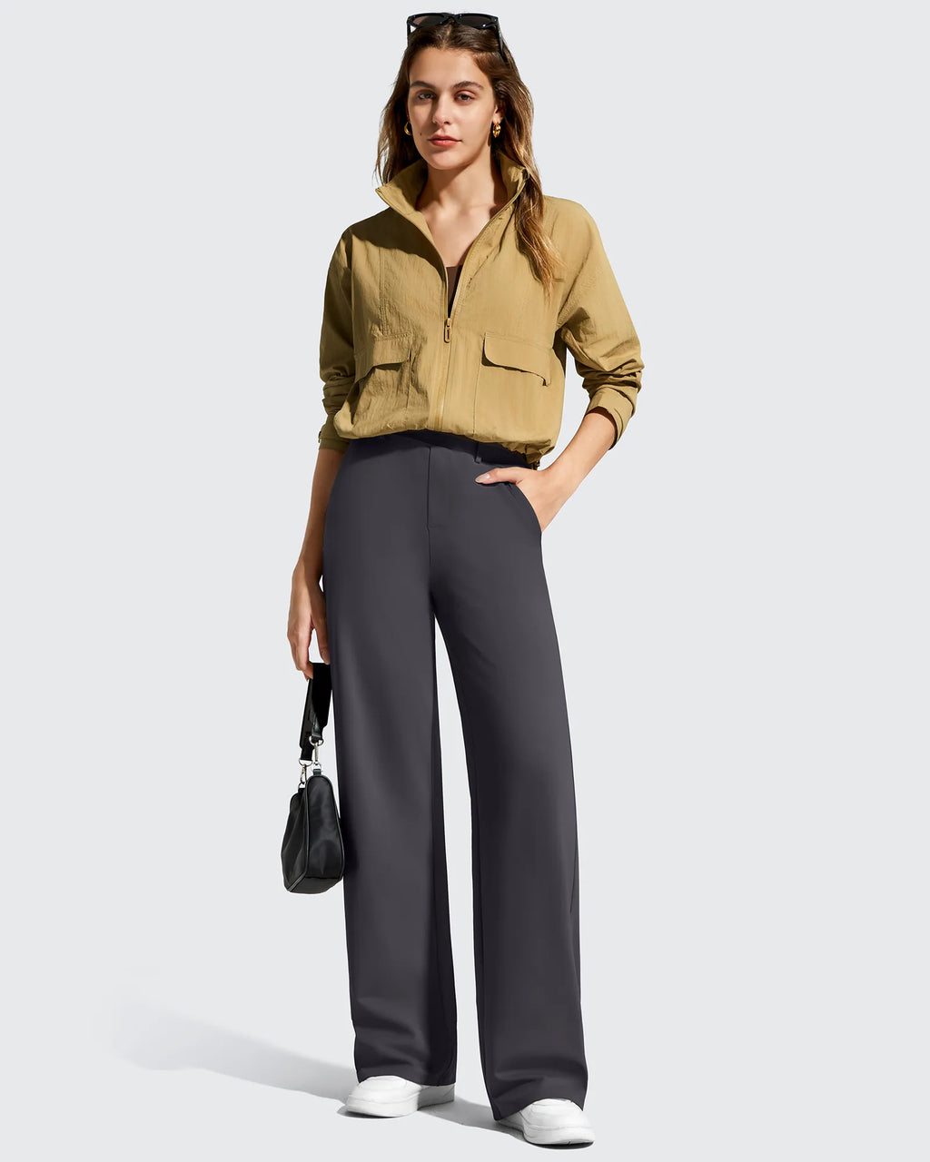 EverGoing Wide Leg  Belt Loops High-Waist Dress Pants