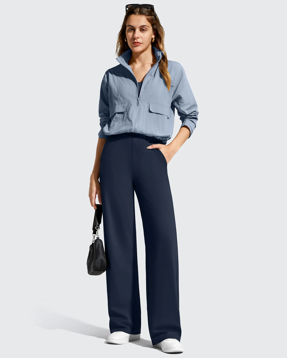 EverGoing Wide Leg  Belt Loops High-Waist Dress Pants
