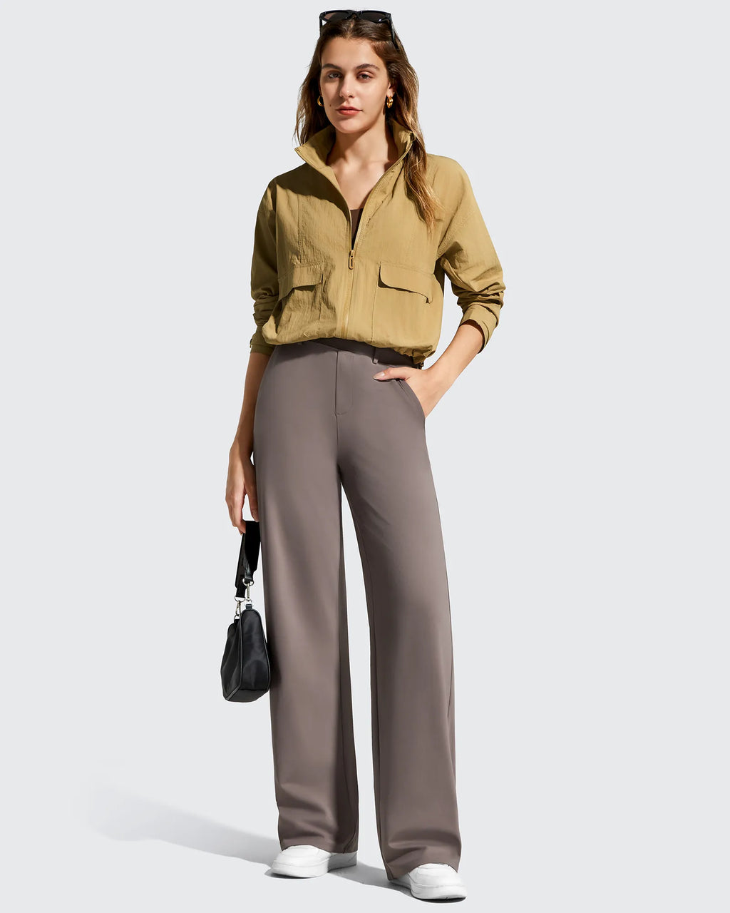 EverGoing Wide Leg  Belt Loops High-Waist Dress Pants