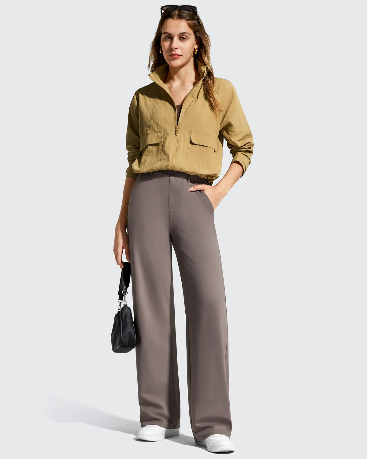 EverGoing Wide Leg  Belt Loops High-Waist Dress Pants