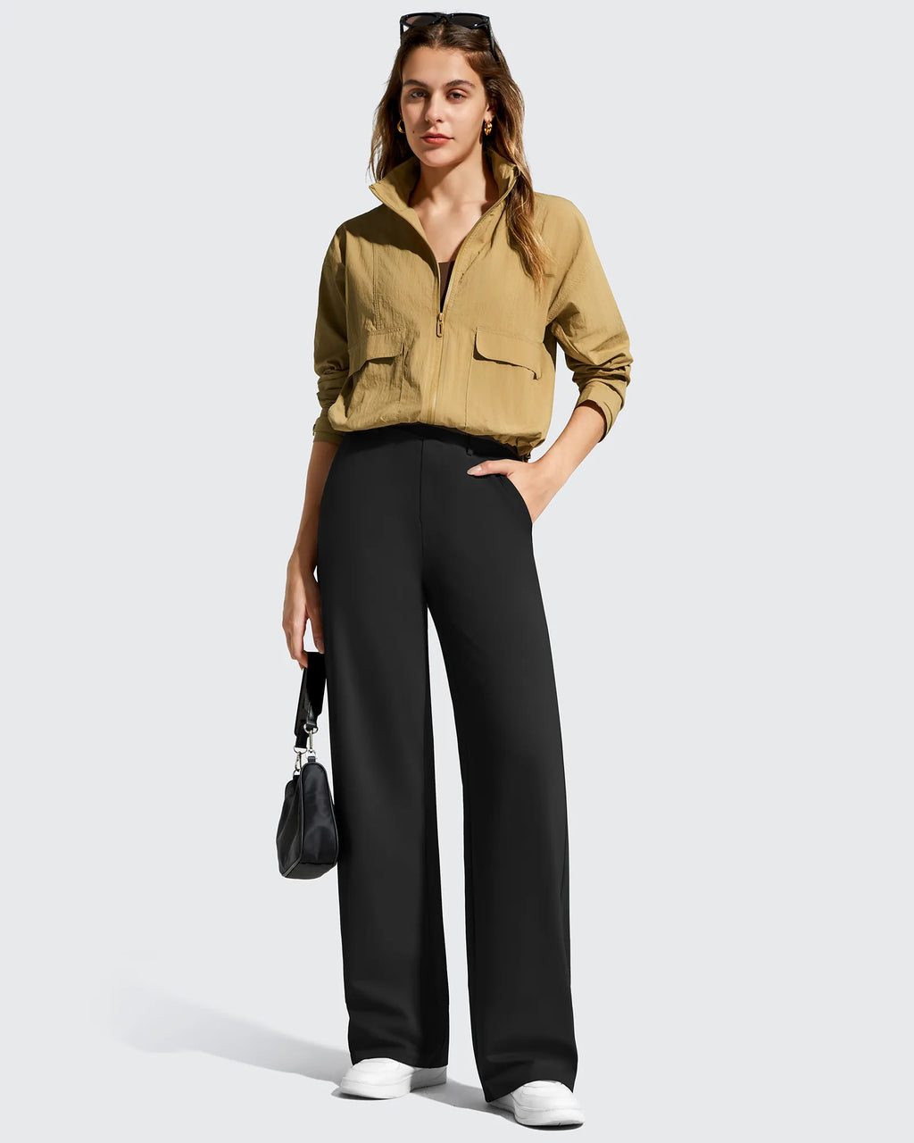 EverGoing Wide Leg  Belt Loops High-Waist Dress Pants