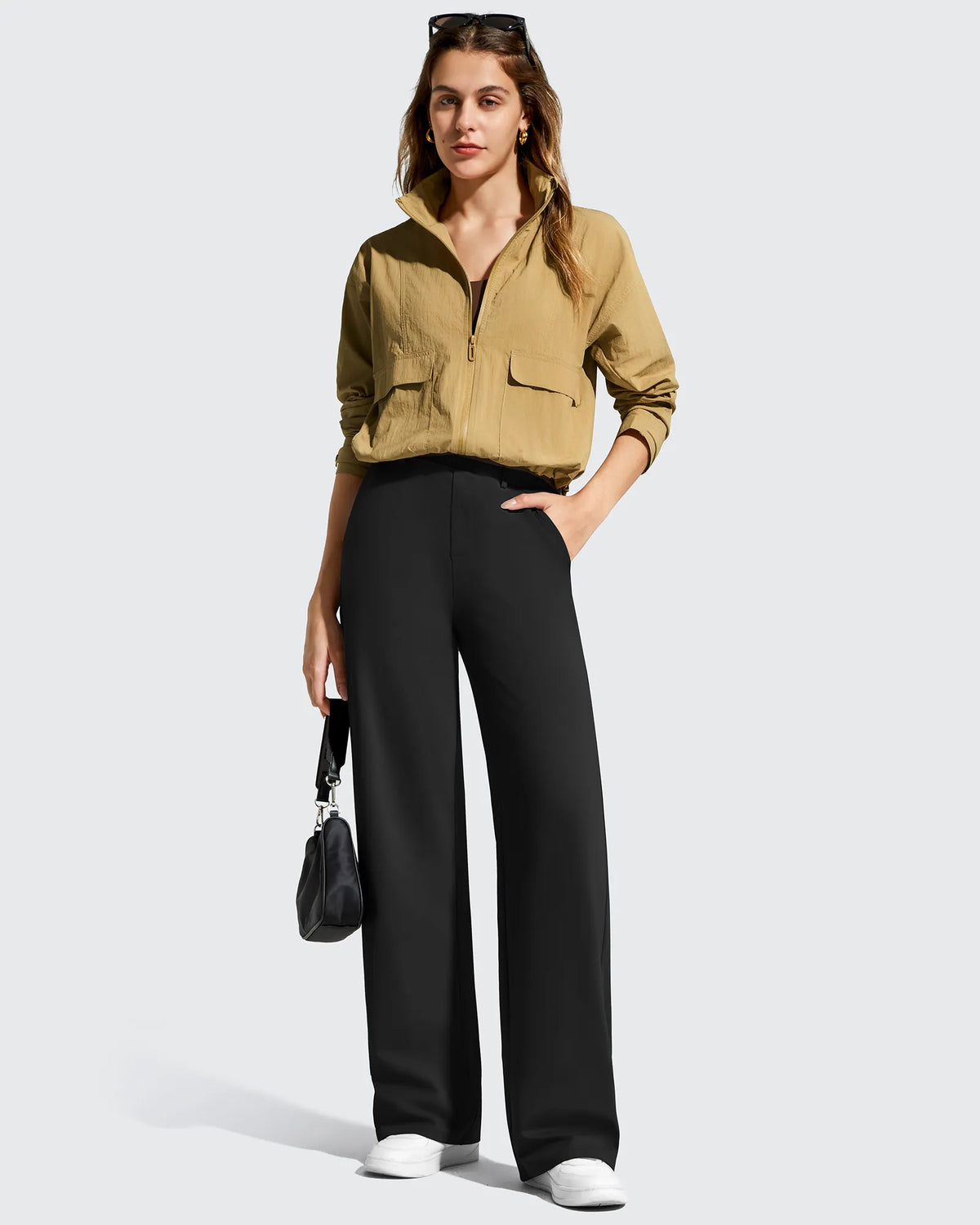 EverGoing Wide Leg  Belt Loops High-Waist Dress Pants