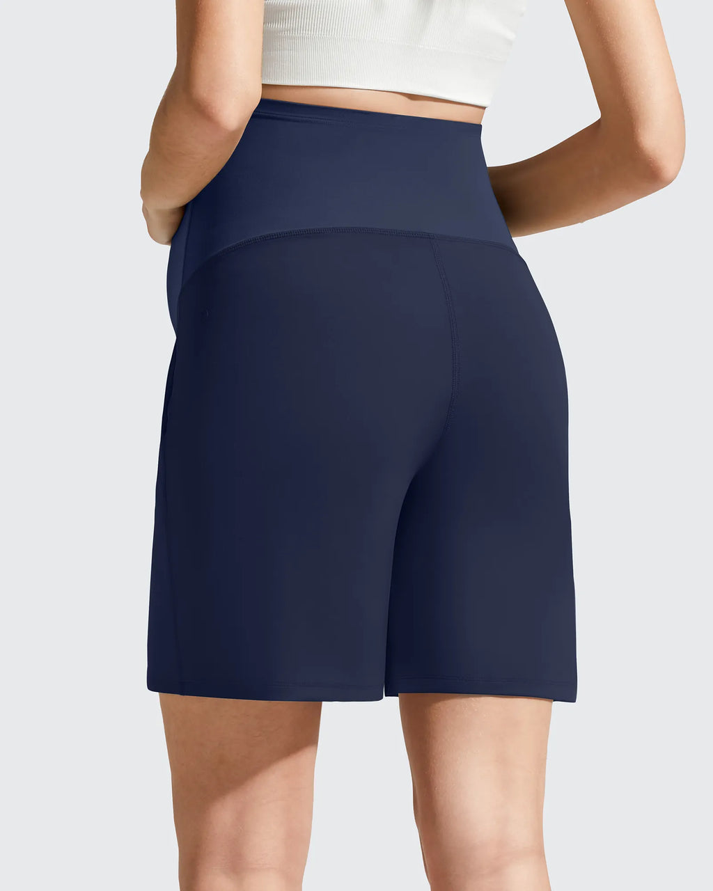 Evergoing Front Pleats Pockets Maternity Shorts