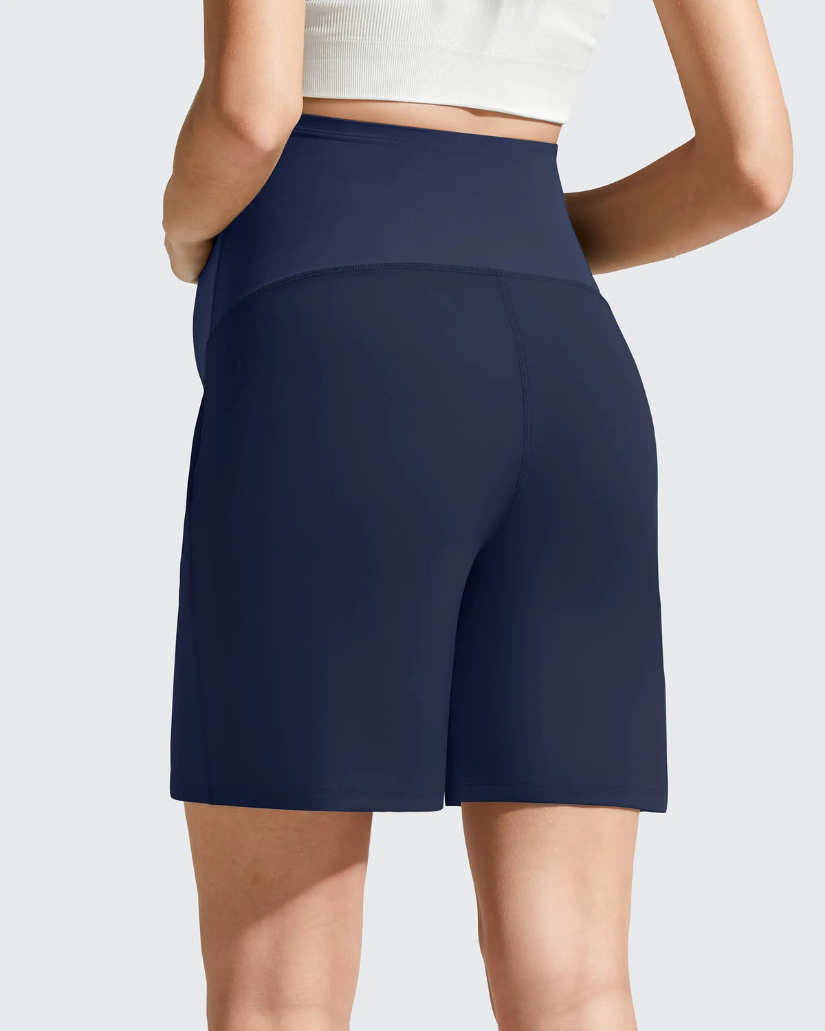 Evergoing Front Pleats Pockets Maternity Shorts