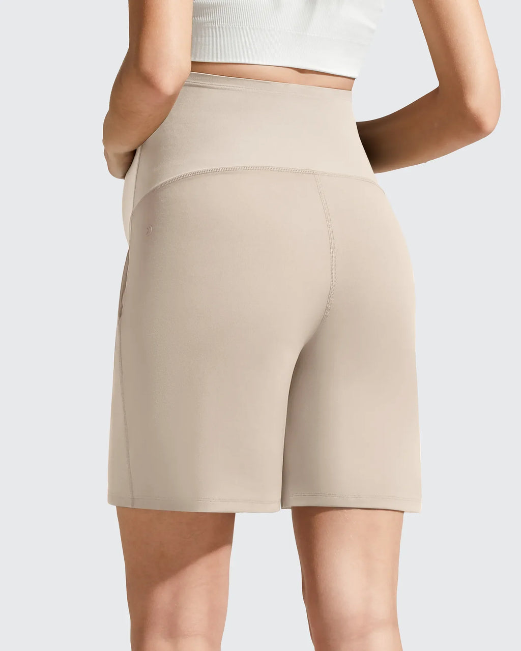 Evergoing Front Pleats Pockets Maternity Shorts