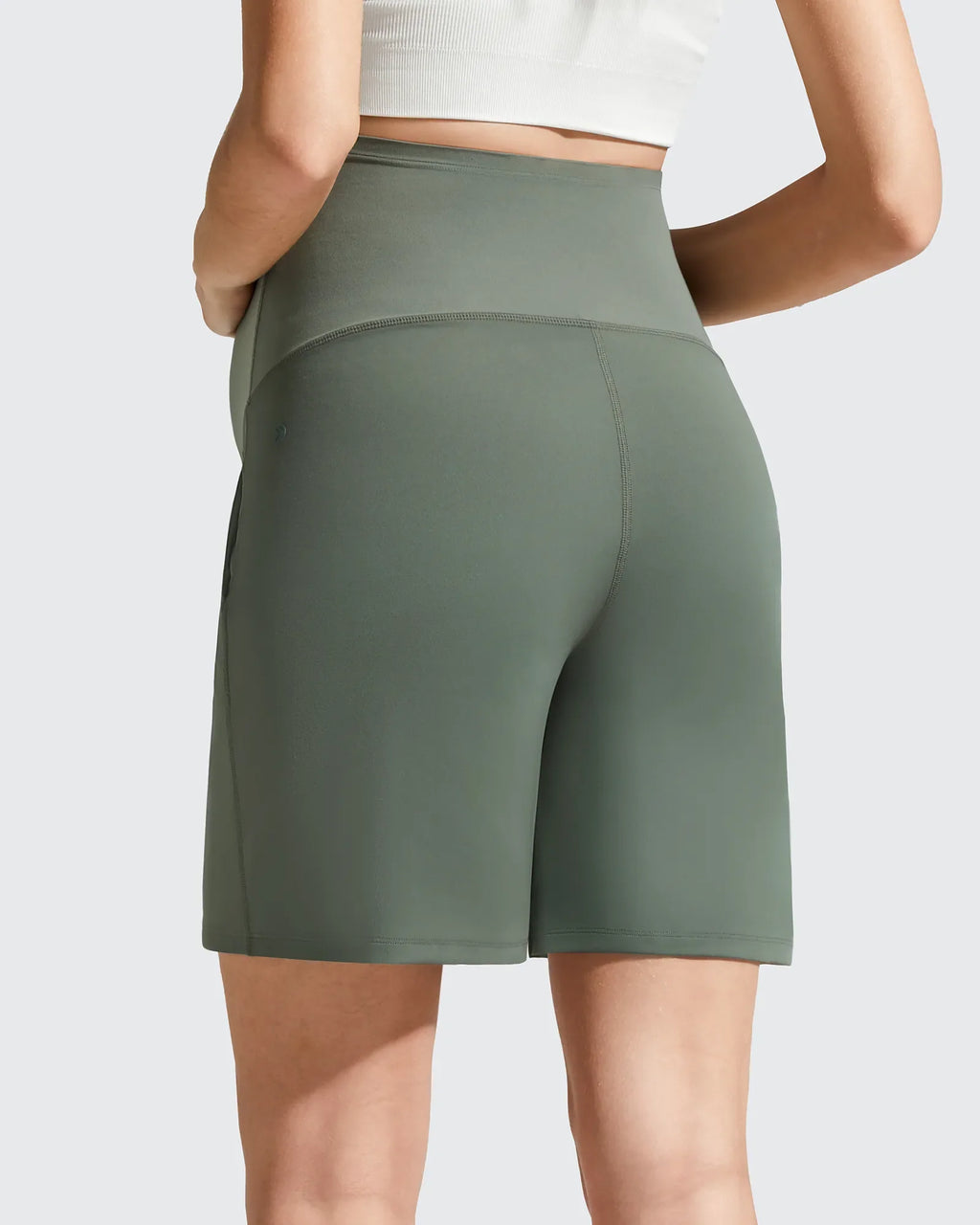 Evergoing Front Pleats Pockets Maternity Shorts