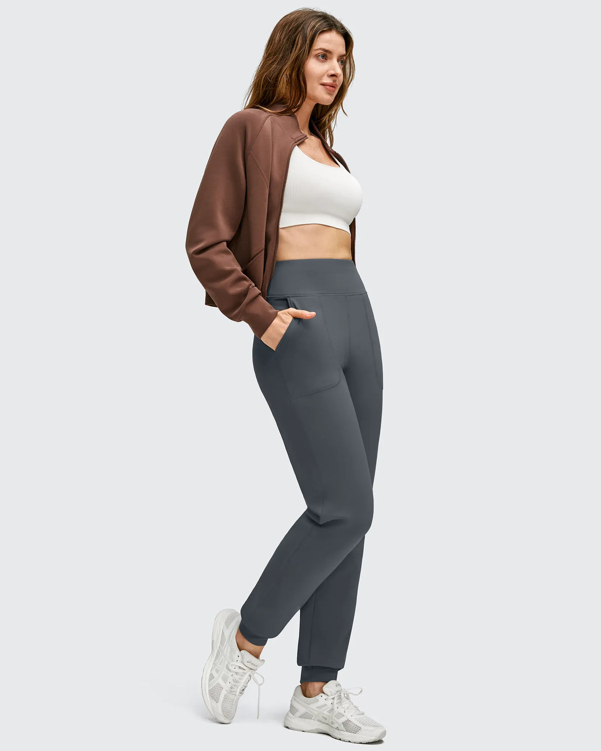 Fleece Lined Elastic Cuff Pockets Workout Joggers