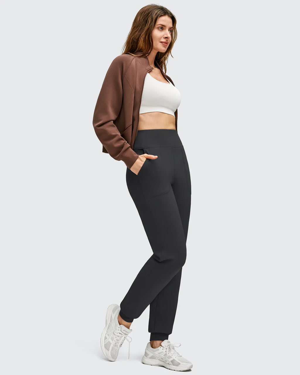 Fleece Lined Elastic Cuff Pockets Workout Joggers