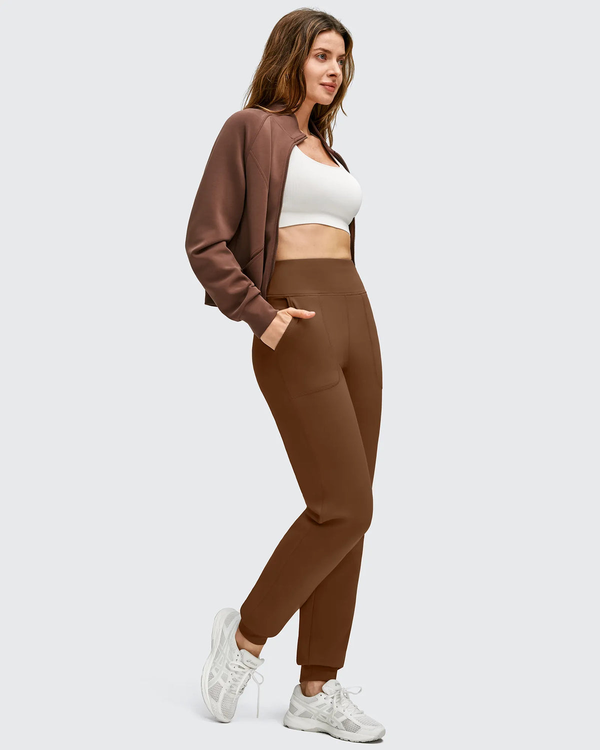 Fleece Lined Elastic Cuff Pockets Workout Joggers