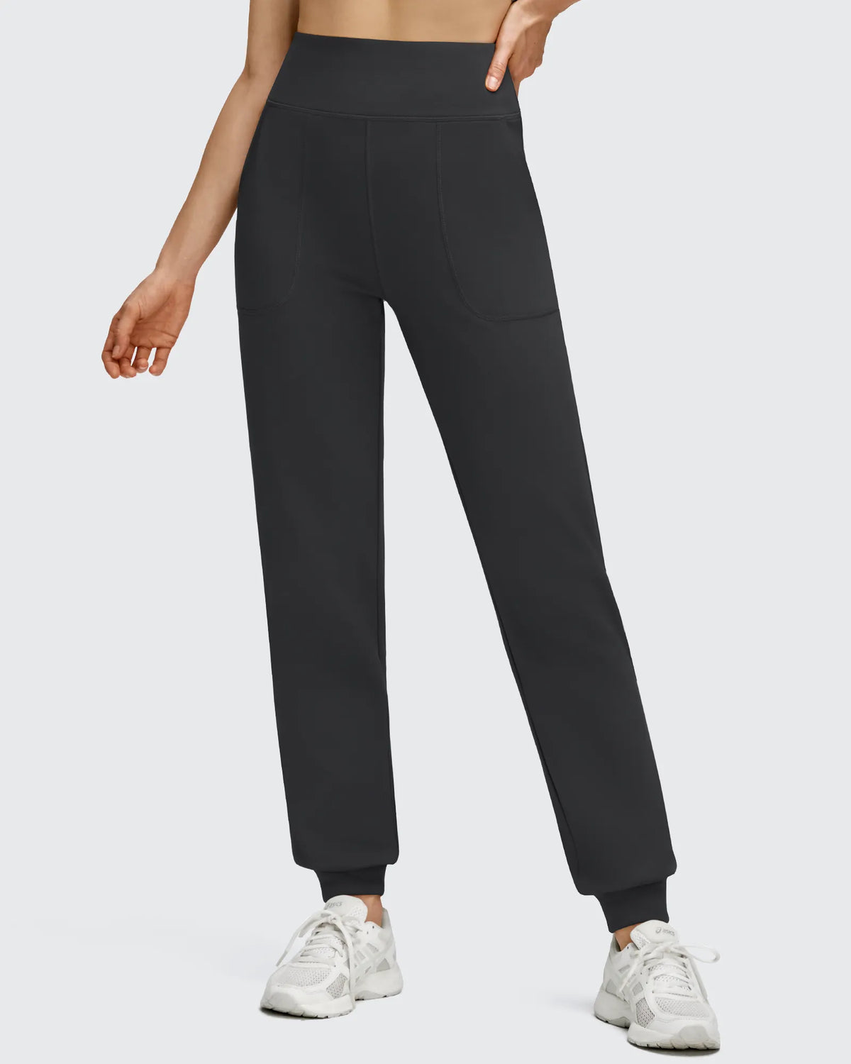 Fleece Lined Elastic Cuff Pockets Workout Joggers