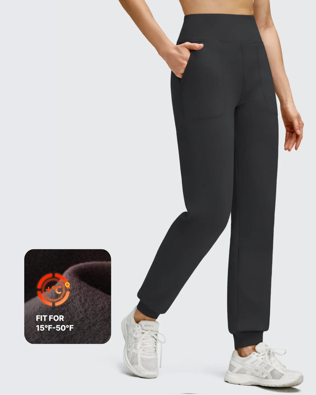 Fleece Lined Elastic Cuff Pockets Workout Joggers