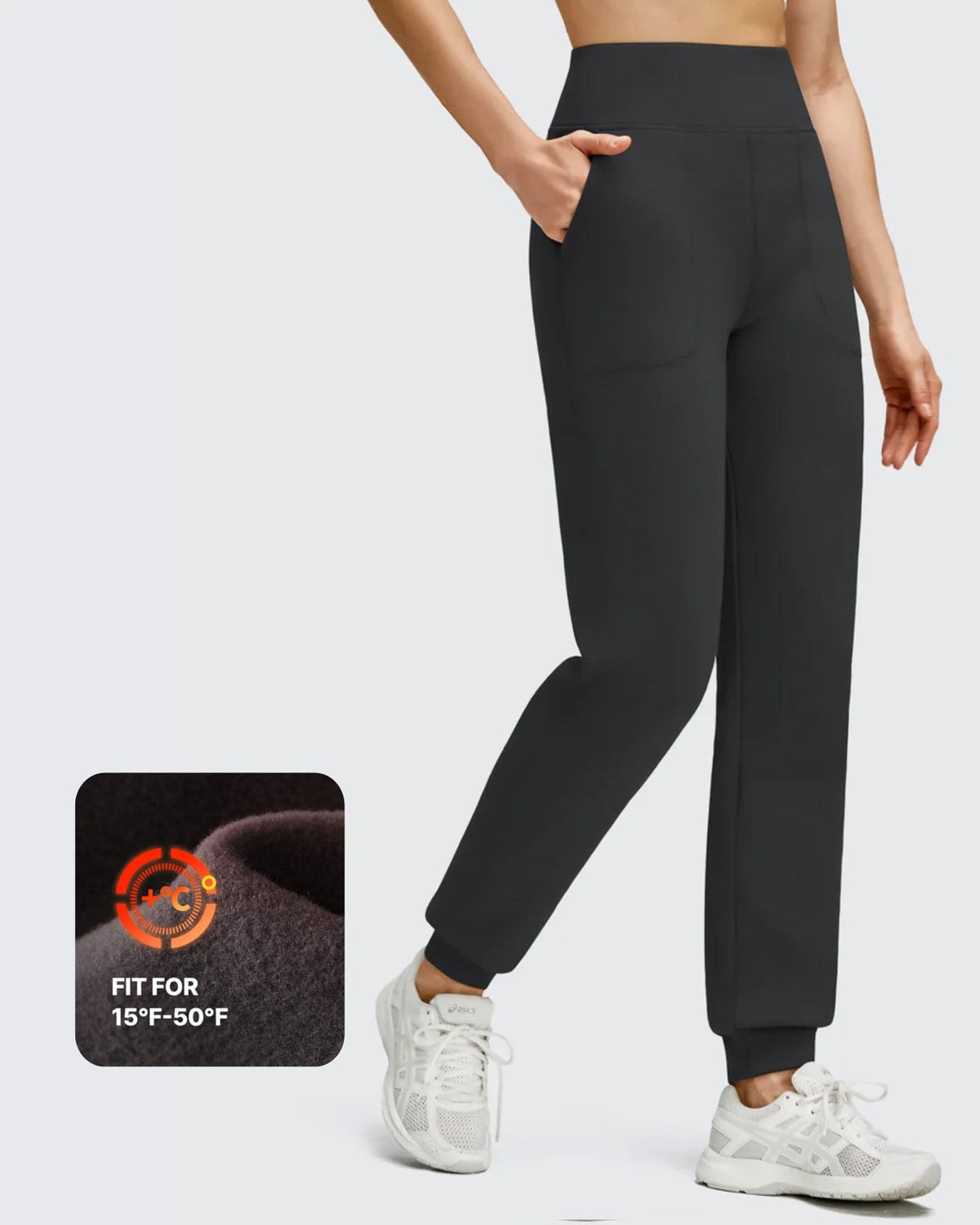 Fleece Lined Elastic Cuff Pockets Workout Joggers