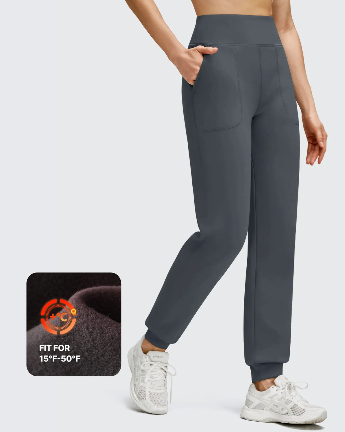 Fleece Lined Elastic Cuff Pockets Workout Joggers