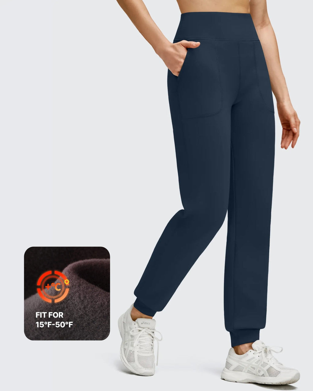 Fleece Lined Elastic Cuff Pockets Workout Joggers
