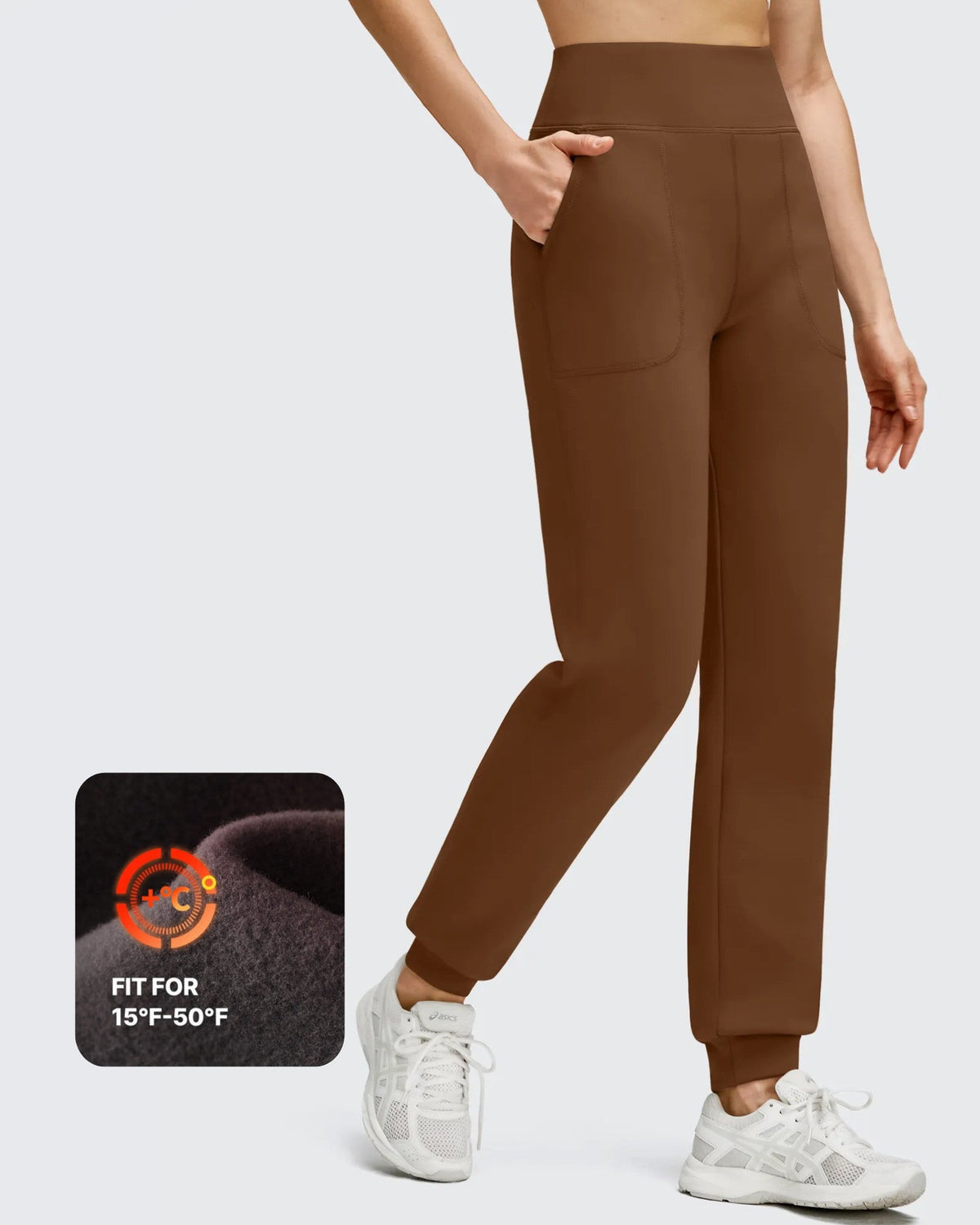 Fleece Lined Elastic Cuff Pockets Workout Joggers