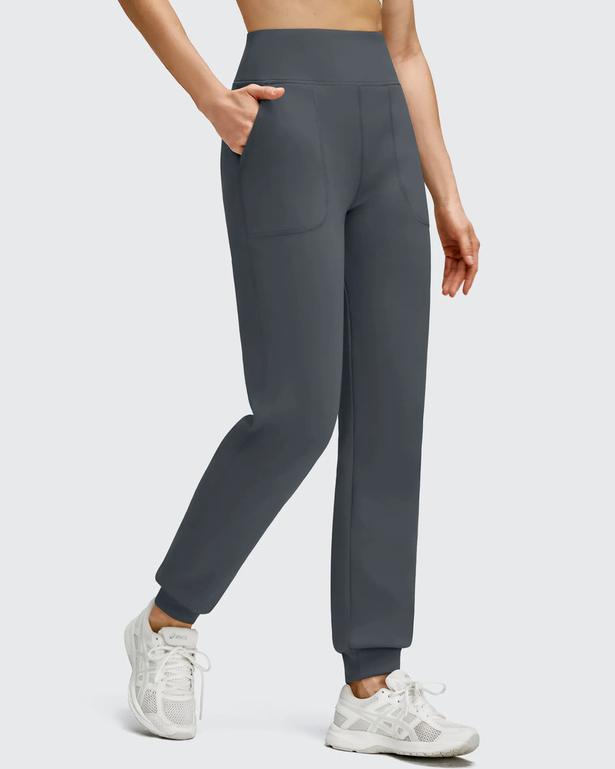 Fleece Lined Elastic Cuff Pockets Workout Joggers